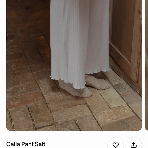 Calla Ribbed Wide-Leg Pants in Salt - Picture 3 of 5